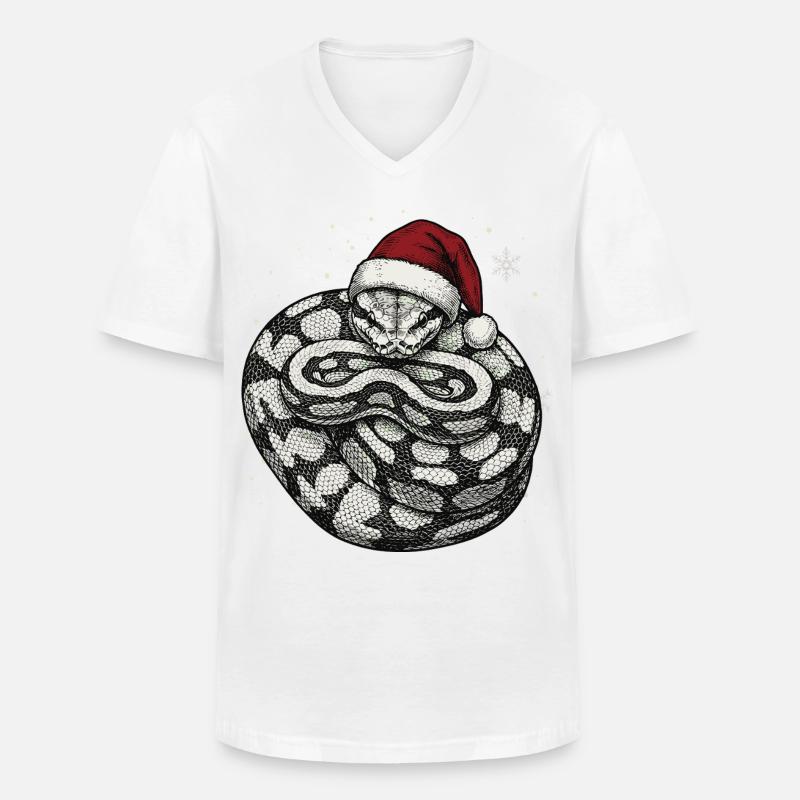 Königspython Weihnachten Ball Python Schlange - Männer-T-Shirt mit V-Ausschnitt - Weiß