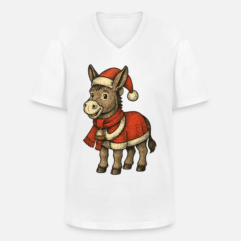 Weihnachten Esel - Männer-T-Shirt mit V-Ausschnitt - Weiß