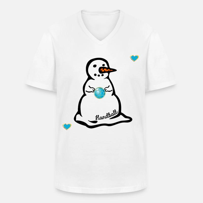 Winter Handball Kinder Schneemann - Männer-T-Shirt mit V-Ausschnitt - Weiß