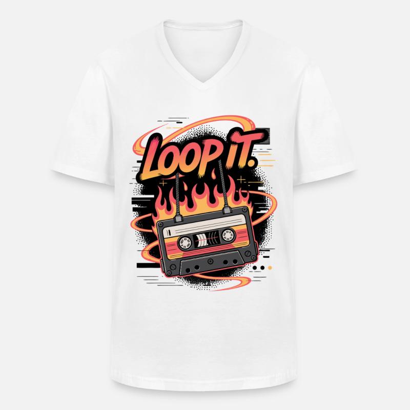 Retro Kassette Loop It Musikdesign - Männer-T-Shirt mit V-Ausschnitt - Weiß