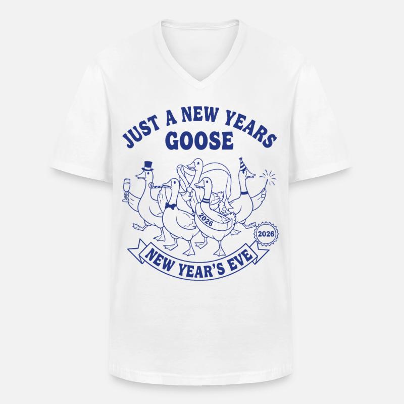 Nur eine Neujahrsgans 2026 Feier - Männer-T-Shirt mit V-Ausschnitt - Weiß