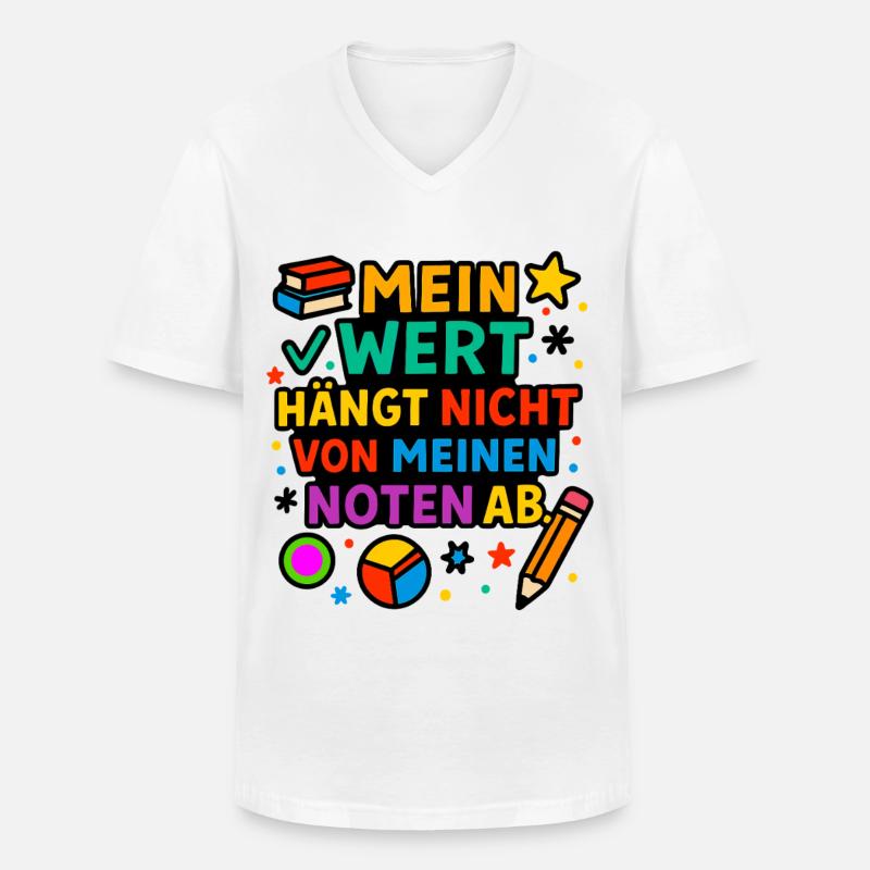 Ma valeur compte, pas mes notes - T-shirt col V Homme - blanc