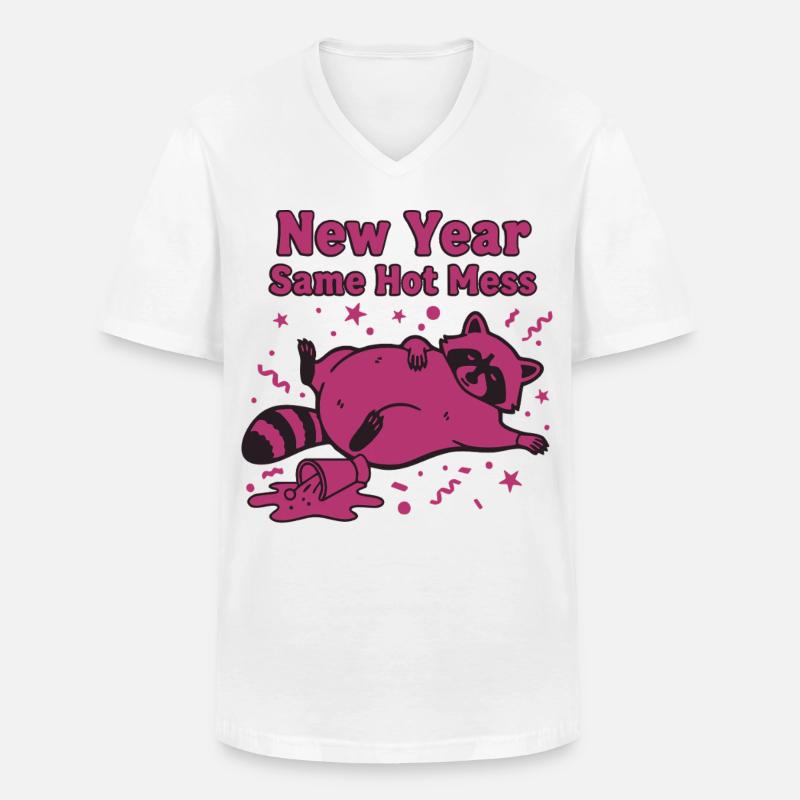 Neujahr Same Hot Mess Celebration 2025 - Männer-T-Shirt mit V-Ausschnitt - Weiß