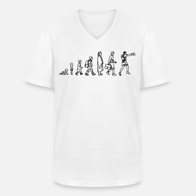 Boxen Evolution - Männer-T-Shirt mit V-Ausschnitt - Weiß