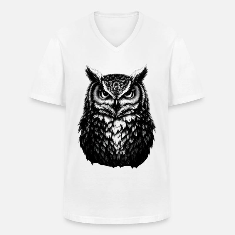 Mystische Eule Nachttier Weisheit Symbol - Männer-T-Shirt mit V-Ausschnitt - Weiß