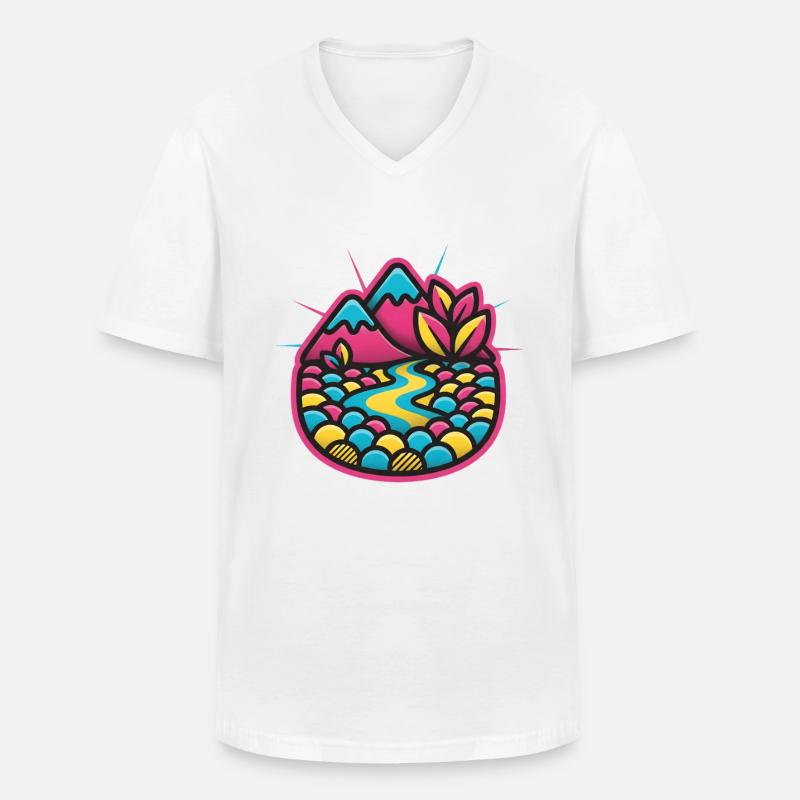 Bunte Flusslandschaft Candystyle - Männer-T-Shirt mit V-Ausschnitt - Weiß