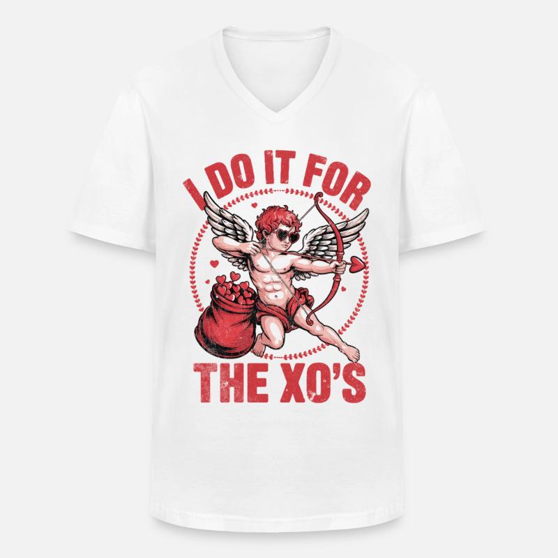 Amor Bogen: XO Liebesjagd - Männer-T-Shirt mit V-Ausschnitt - Weiß