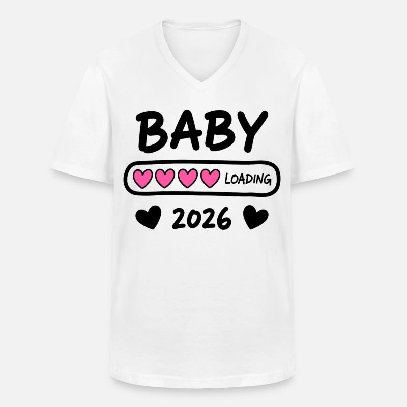 Baby Loading 2026 Schwangerschaft Eltern - Männer-T-Shirt mit V-Ausschnitt - Weiß