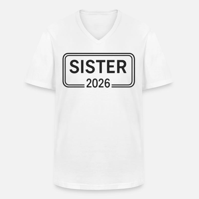 SISTER 2026 Große Schwester Ankündigung - Männer-T-Shirt mit V-Ausschnitt - Weiß