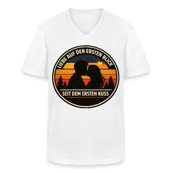 Expression du coup de foudre - T-shirt col V Homme - blanc - Devant - AI Model Male 185 light (185cm)