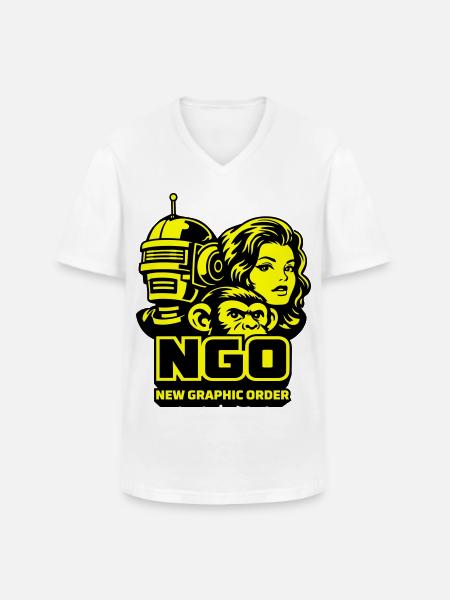 NGO Neon Pop Retro Portraits - Men's V-Neck T-Shirt - white