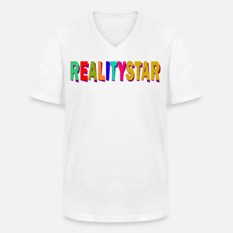 RealityStar Farbexplosion - Männer-T-Shirt mit V-Ausschnitt - Weiß