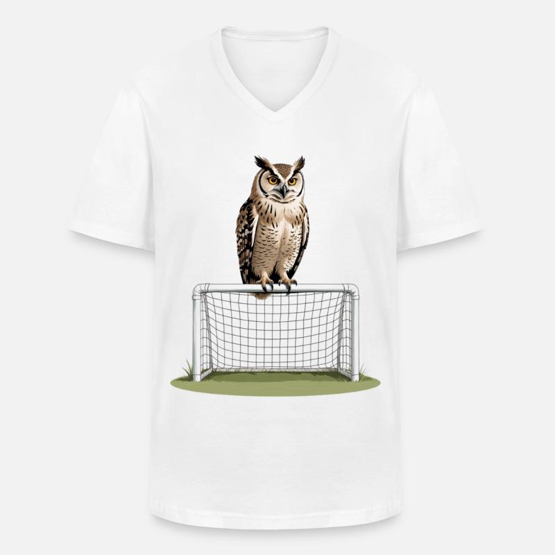 Eule auf Torrahmen – Nachtspiel - Männer-T-Shirt mit V-Ausschnitt - Weiß