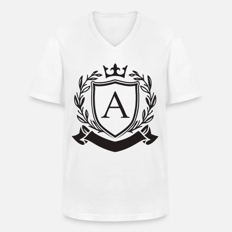 Adel Monogramm Wappen Krone Buchstabe A - Männer-T-Shirt mit V-Ausschnitt - Weiß