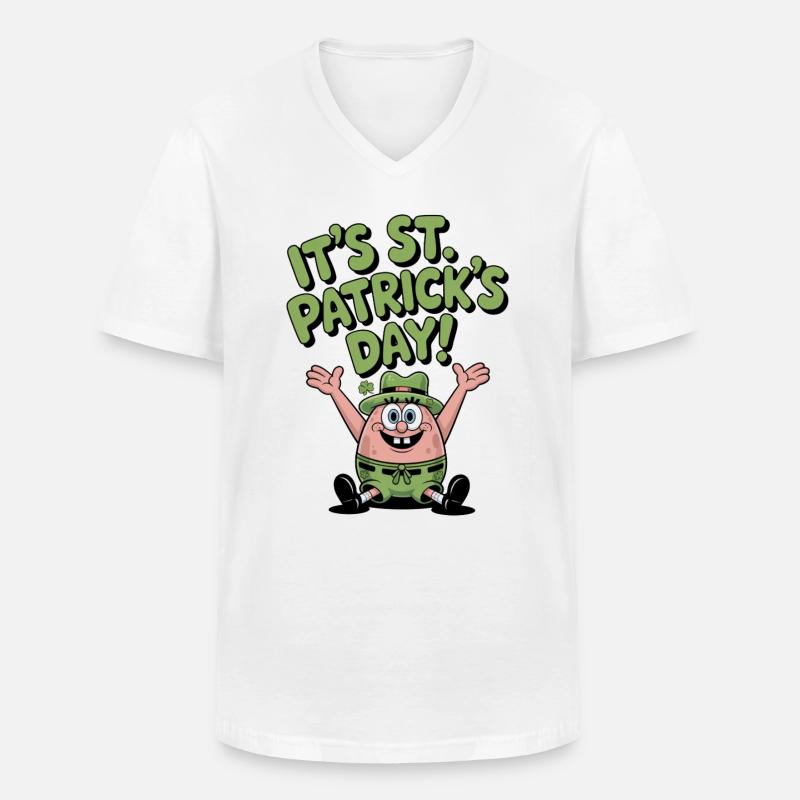 Grüner Sternfisch St Patrick Design - Männer-T-Shirt mit V-Ausschnitt - Weiß