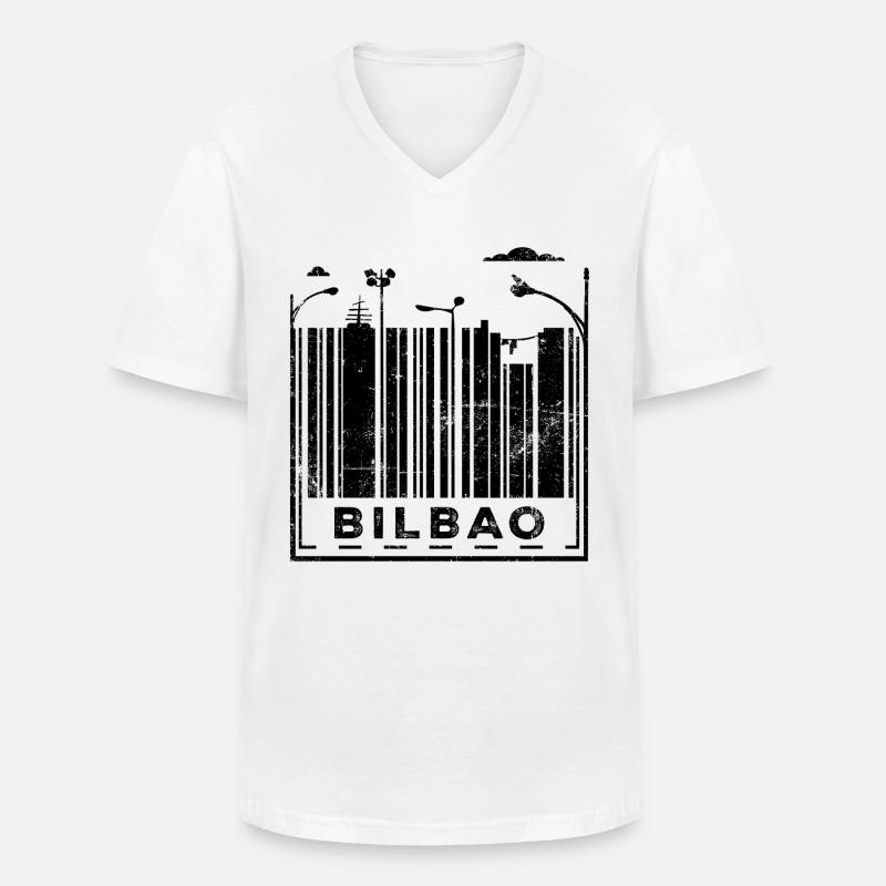 Bilbao Strichcode - Männer-T-Shirt mit V-Ausschnitt - Weiß