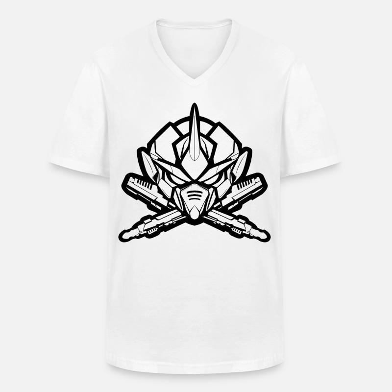 One Bulky Mech - Logo Head v2 - Männer-T-Shirt mit V-Ausschnitt - Weiß