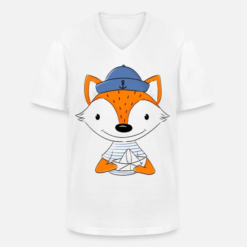 Matrosen Fuchs mit Papierboot - Männer-T-Shirt mit V-Ausschnitt - Weiß