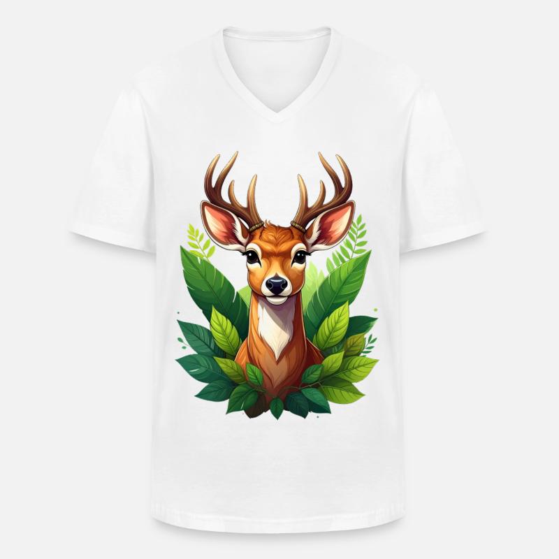 Ein Reh oder Hirsch im Wald - Männer-T-Shirt mit V-Ausschnitt - Weiß