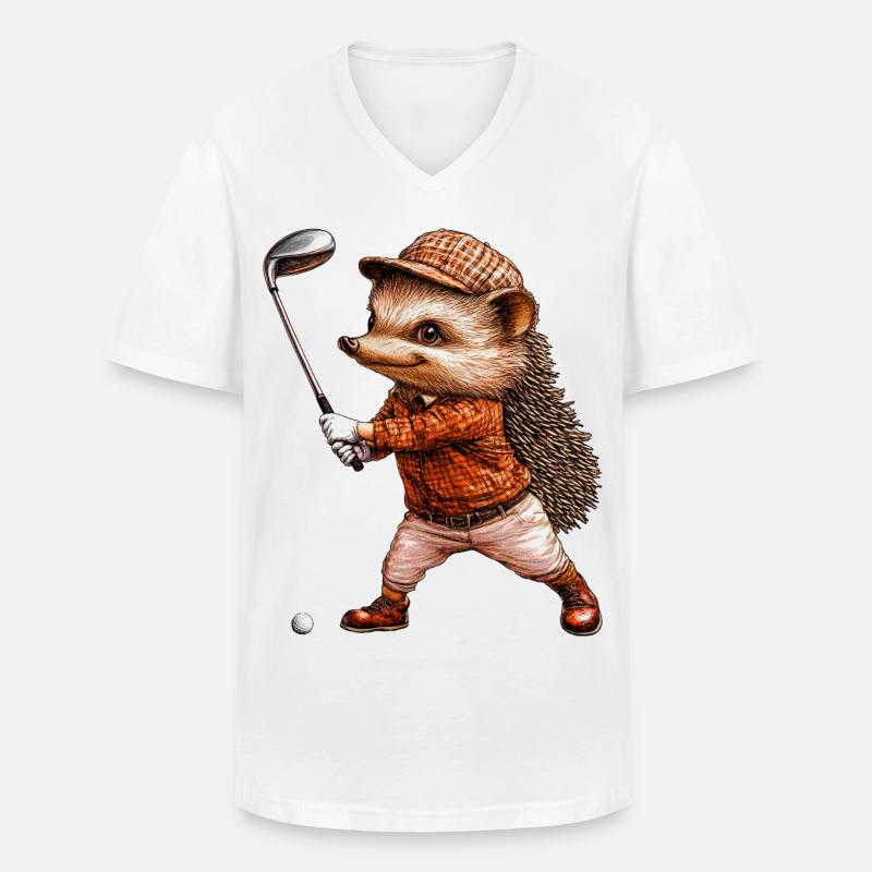 Igel Golf - Männer-T-Shirt mit V-Ausschnitt - Weiß