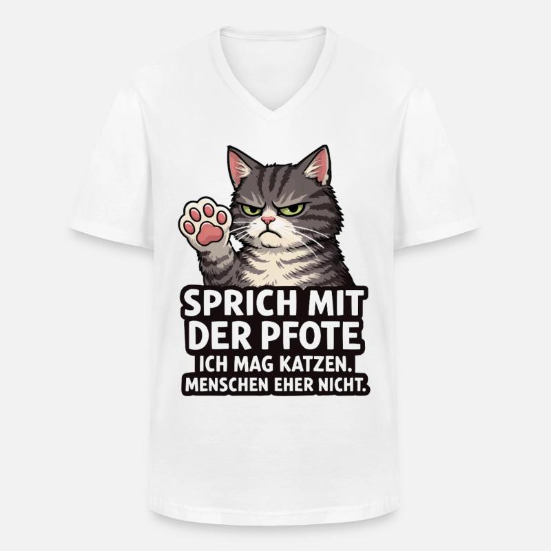 Sprich mit der Pfote – Grumpy Katze - Men's V-Neck T-Shirt - white