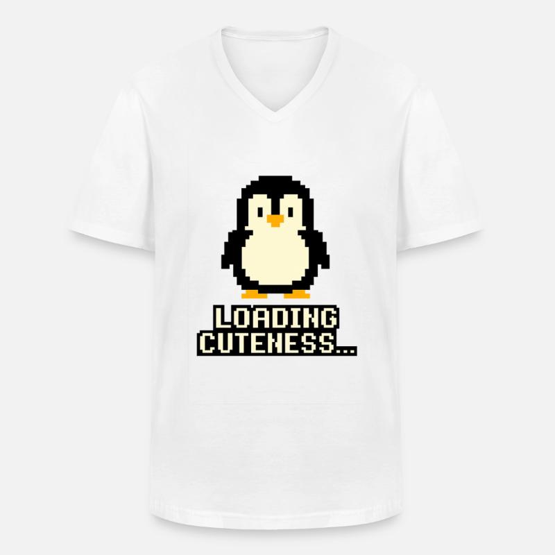 Pixel Pinguin Lade Cuteness - Männer-T-Shirt mit V-Ausschnitt - Weiß