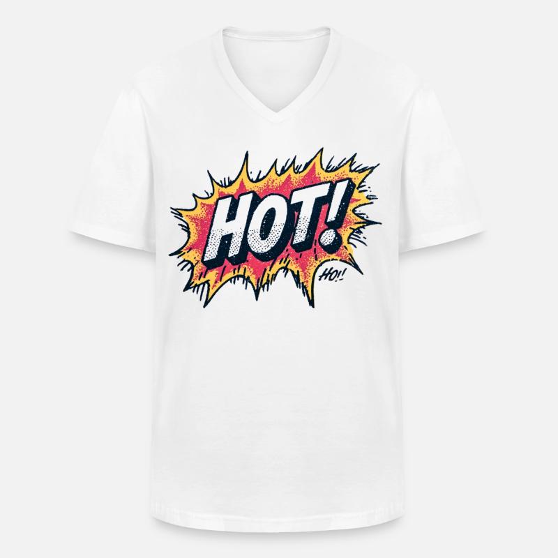 Design af hot comic eksplosioner - Klassisk herre T-shirt med V-udskæring - hvid