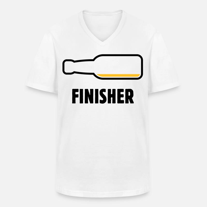 Finisher (Bier / Bierchen / Biertrinker / POS 2C) - Männer-T-Shirt mit V-Ausschnitt - Weiß