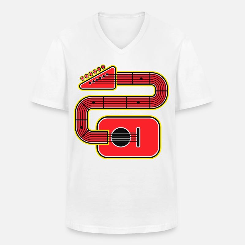 Chitarra Red Abstract Shape - Maglietta da uomo classica con scollo a V - bianco