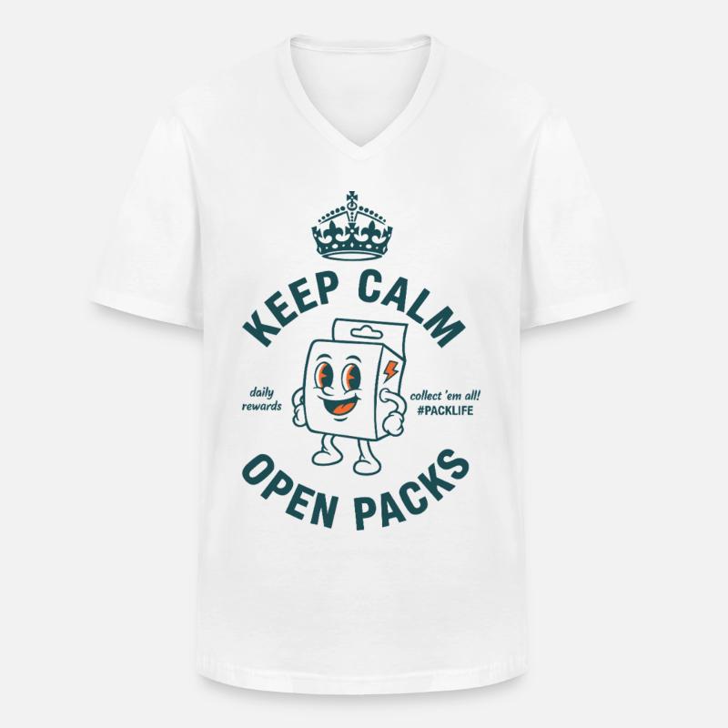 Keep Calm Open Packs Sammelkarten-Packlife - Männer-T-Shirt mit V-Ausschnitt - Weiß