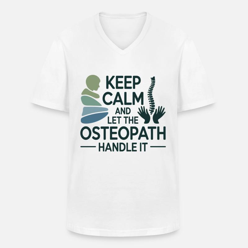 Osteopath Bleib ruhig Handle Professionell - Männer-T-Shirt mit V-Ausschnitt - Weiß