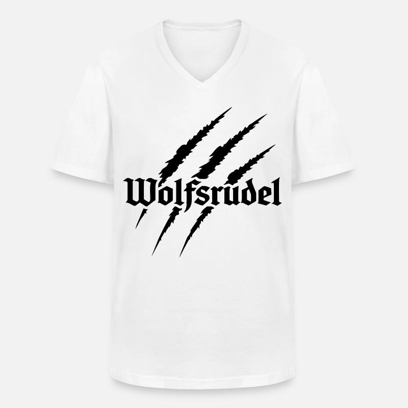 Wolfsrudel - Männer-T-Shirt mit V-Ausschnitt - Weiß