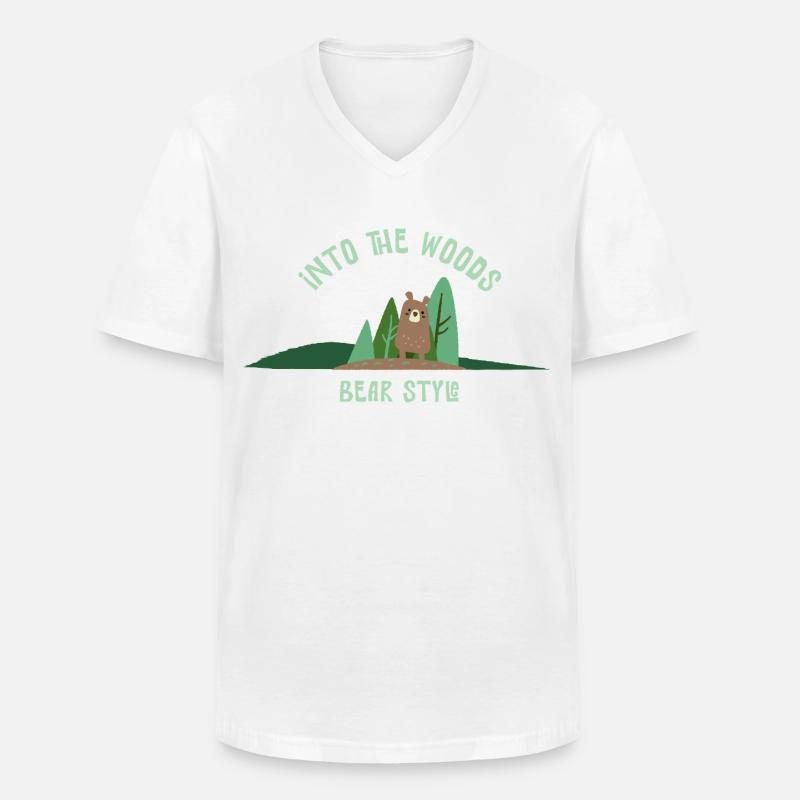 Bär Stil Im Wald Illustration - Männer-T-Shirt mit V-Ausschnitt - Weiß