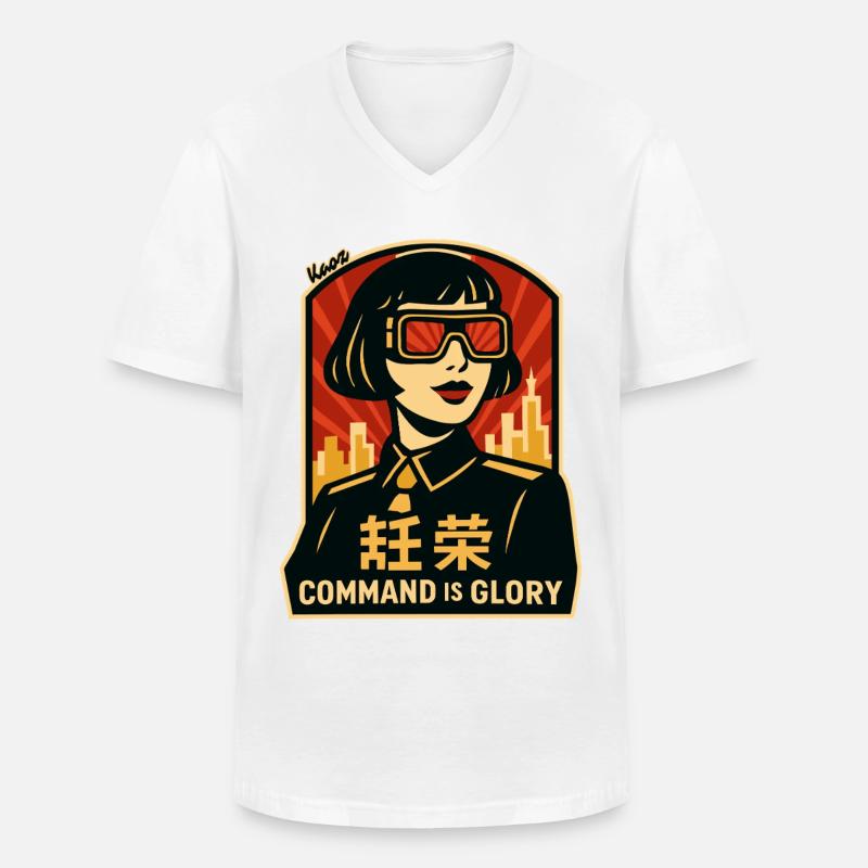 Command Is Glory Retro-Poster - Männer-T-Shirt mit V-Ausschnitt - Weiß