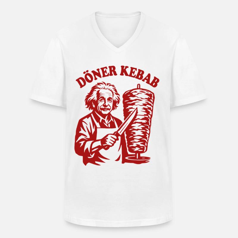 Döner Kebab - Einstein - Fast Food - Männer-T-Shirt mit V-Ausschnitt - Weiß