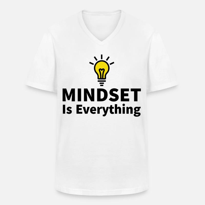 Mindset is everything Glühbirne Motivation Erfolg - Männer-T-Shirt mit V-Ausschnitt - Weiß
