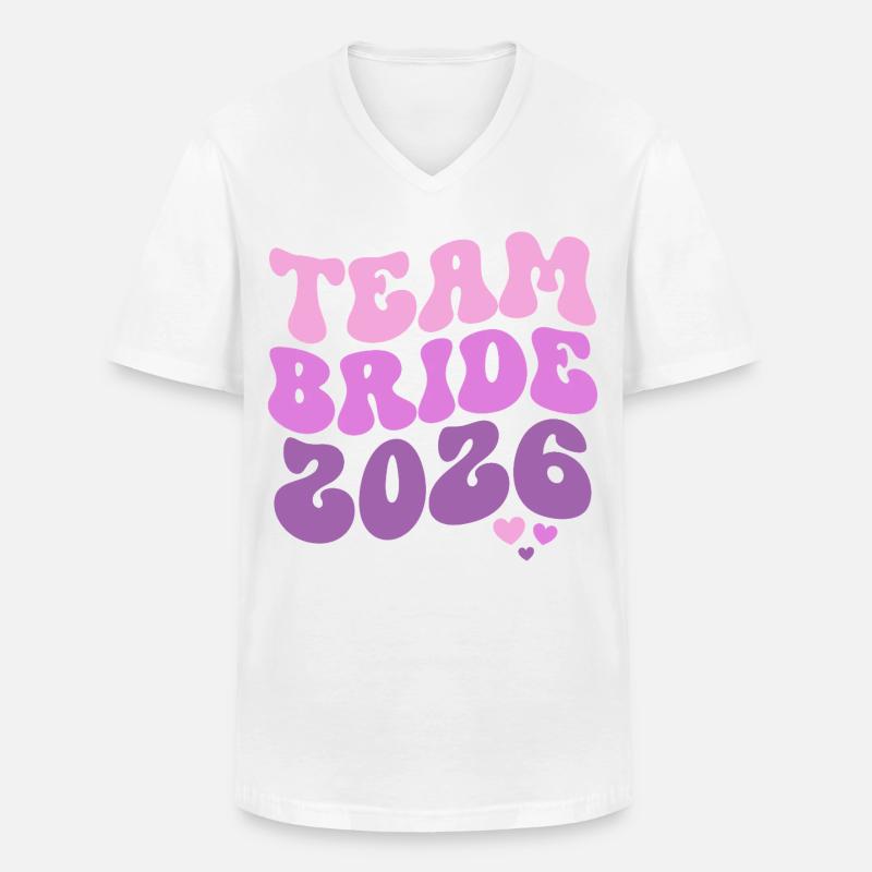Team Bride 2026 - Männer-T-Shirt mit V-Ausschnitt - Weiß