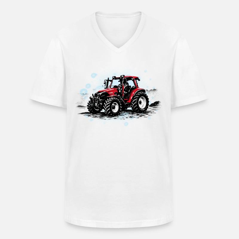 Red Tractor – Trekker vintage a mezzotoni. - Maglietta da uomo classica con scollo a V - bianco