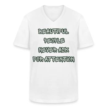 beautiful - Men's V-Neck T-Shirt - white - Front - AI Model Male 185 light (185cm)
