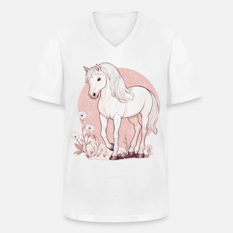 Pferd - Männer-T-Shirt mit V-Ausschnitt - Weiß