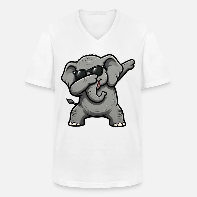 Dabbing Elefant - Männer-T-Shirt mit V-Ausschnitt - Weiß