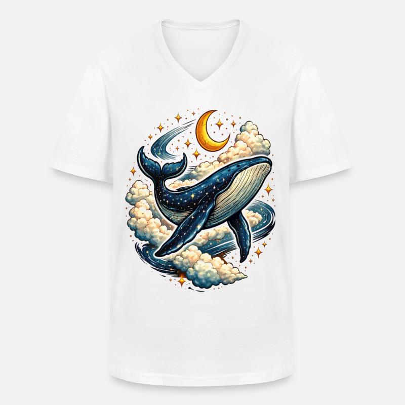Himmlischer Wal in den Wolken - Männer-T-Shirt mit V-Ausschnitt - Weiß