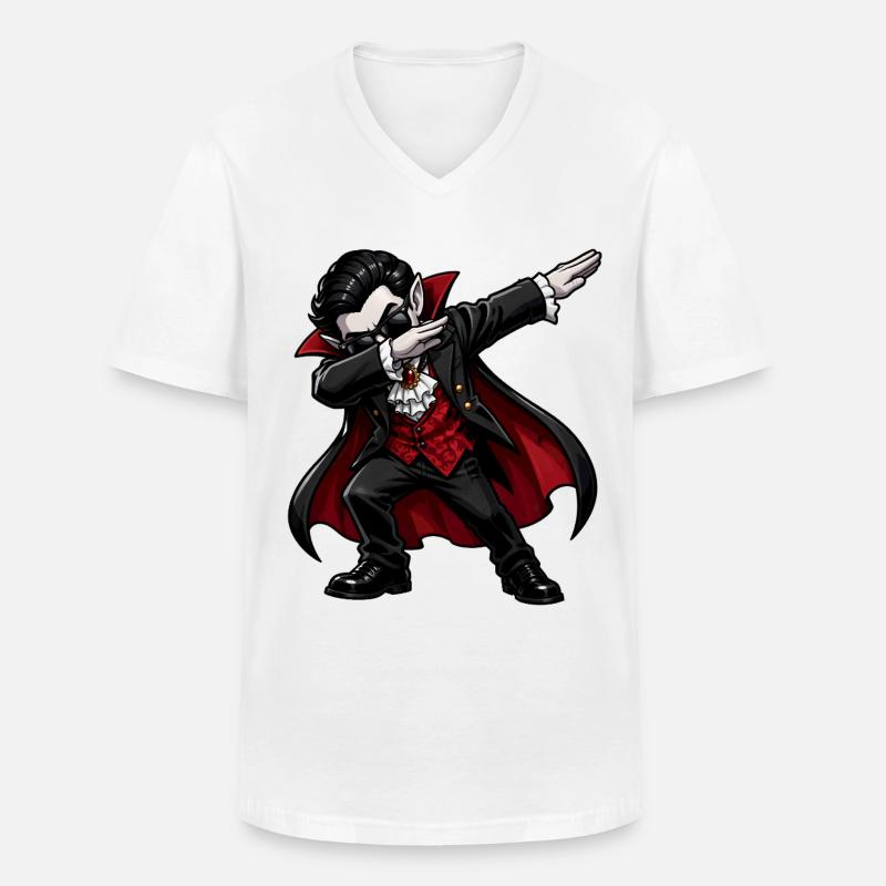 Dabbing Vampir - Männer-T-Shirt mit V-Ausschnitt - Weiß