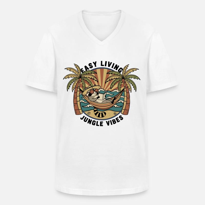 Waschbär-Hängematten-Dschungel – einfaches Leben - Männer-T-Shirt mit V-Ausschnitt - Weiß