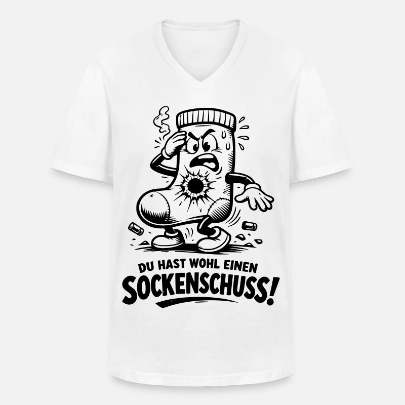 Sockenschuss Illustration mit Spruch - Männer-T-Shirt mit V-Ausschnitt - Weiß
