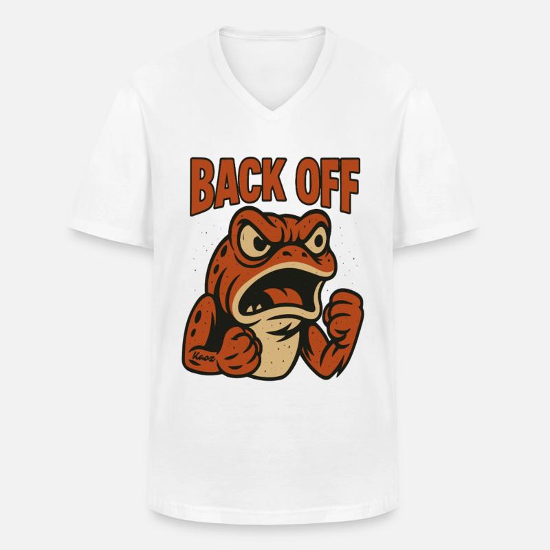 Back Off Angry Frog Patch - Men's V-Neck T-Shirt - white