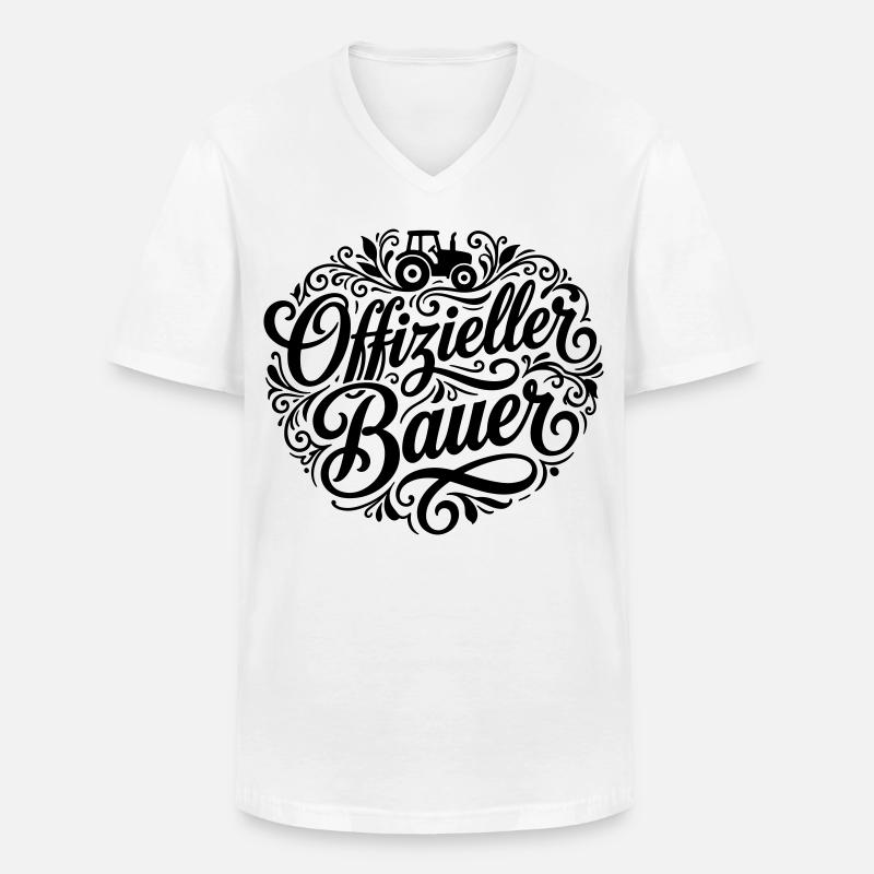 Offizieller Bauer - Männer-T-Shirt mit V-Ausschnitt - Weiß