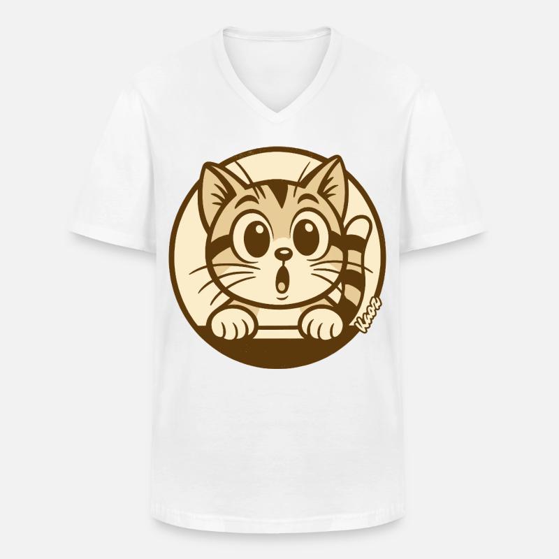 Neugieriges Kätzchen--Abzeichen - Männer-T-Shirt mit V-Ausschnitt - Weiß