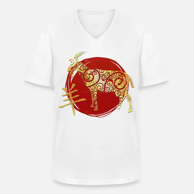 Ziege Chinesisches Tierkreiszeichen Horoskop - Männer-T-Shirt mit V-Ausschnitt - Weiß