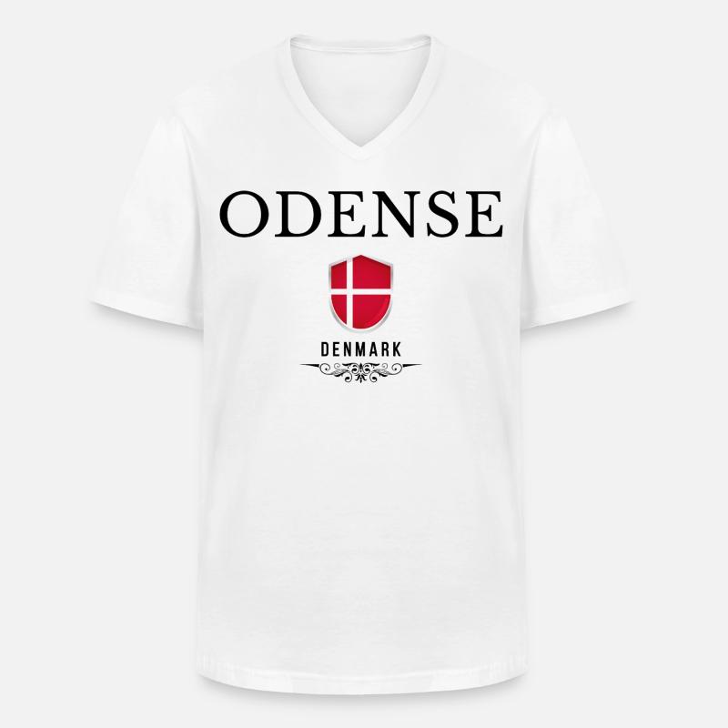 Odense-Souvenir, elegantes Odense-Design - Männer-T-Shirt mit V-Ausschnitt - Weiß